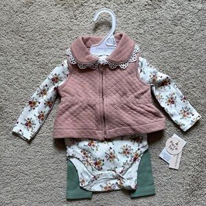 Floral Baby Onesie with Quilted Vest